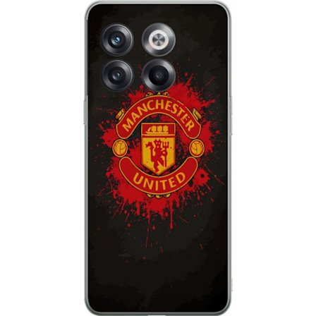 Kompatibelt Mobildeksel til OnePlus OnePlus 10T Manchester United logo i rød og gul farge med røff sportslig bakgrunn
