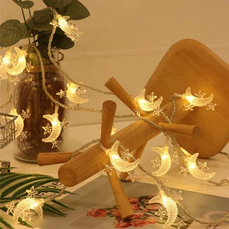 Star Moon String Lights Fairy Lights WARM WHITE STAR MOON