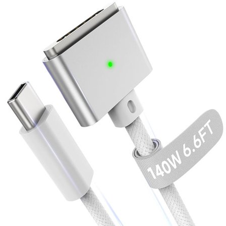 Magnetisk 3-kabel USB-C 2M Kompatibel med M4/M3/M2 MacBook Air Pro-laddare, 140W Magnetisk Safe 3-kabel för MacBook Air (13"/15" 2025/2024/2023/202