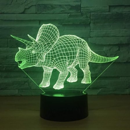 Triangle Dragon 3D LED Dinosaur Lampe Sød 7 Farve Skift 3D Stemningslampe Gave Lampe Sød 7 Farve Skift -h