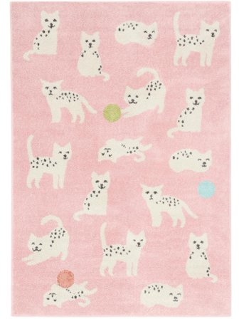 Waschbar Kinderteppich Innen-/Outdoor-Teppich Tier Lo Friends Rosa/Mehrfarbig Klein Oeko-Tex