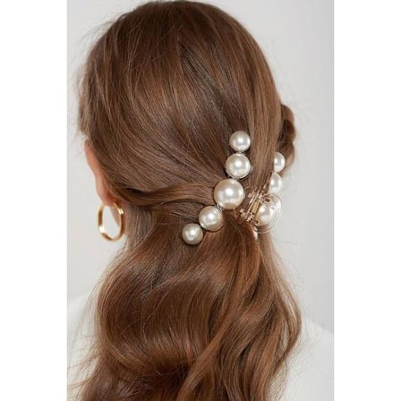 Korealaiset hiusklipsit naisille, helmi-ponnari, 3 kappaletta, helmenvalkoinen