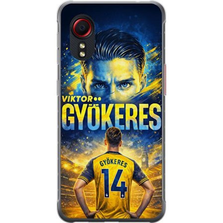 Yhteensopiva Puhelinkuori Samsung Samsung Galaxy Xcover 5 Viktor Gyökeres jalkapallojuliste keltaisella ja sinisellä värimaailmalla, dramaattinen s