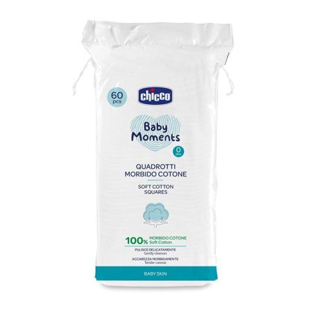 Chicco Baby Moments Quadrotti Cotone 60 pz - Morbidezza Naturale