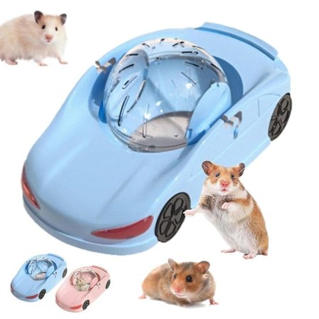 Hamster Løbebold Sjov Transparent Bold Stille Fitness Hjul Legetøj til Små Kæledyr Stille Løbehjul Bil til Hamster Fretter og Dyr (Blå)