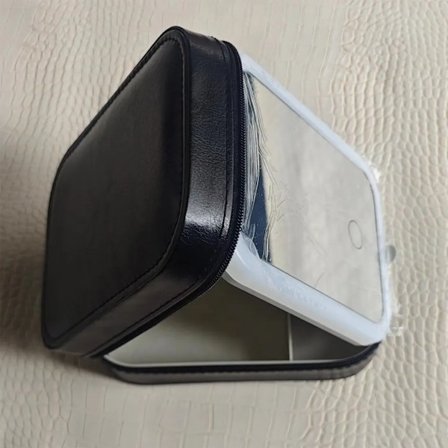 Kosmetikväska med Belyst Spegel, Sminkväska med Spegel - 3 Färger LED-Ljus, Rese-kosmetikväska, Gåva till Kvinnor (Svart)