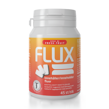 Flux Fluortyggegummi i boks, Freshfruit, 45 stk.