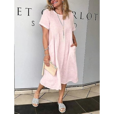 Sommarklänning i linne för kvinnor, Boho-klänning, lång klänning, ZBO