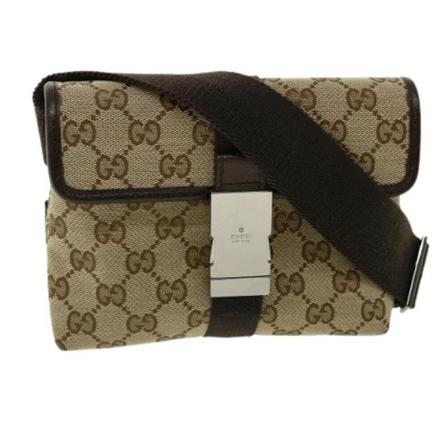 Gucci Vintage, Pre-owned Canvas crossbody-bags Beige, Dames, Maat:ONE Size,leer