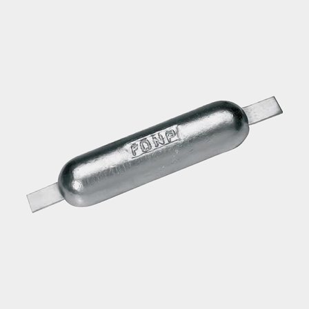 FONP Anod Tacka 1,3kg 290x80x40 Magnesium för marint bruk, totallängd 390mm med bleck, effektivt korrosionsskydd silver