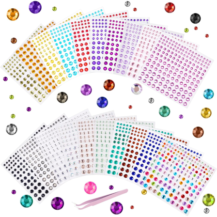 Självhäftande Strass-stickers 3300 st Stenar 20 Ark Juveler Kristall Strass-stickers 2/3/4/5/6mm 20 Ark