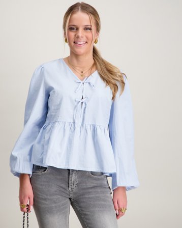 Gina Tricot Young Y puff sleeve blouse Blå Topper/Bluser Jente - Kids Brand Store