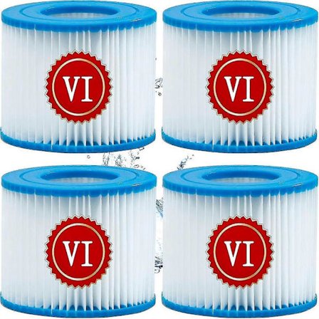 Type Vi Pool Filterpatron, til Bestway Type Vi Poolfilter, Størrelse 6-58323 til Bestway Spa Filter, til rengøring af Spa Filter, 4 stk, Blå, Semaket