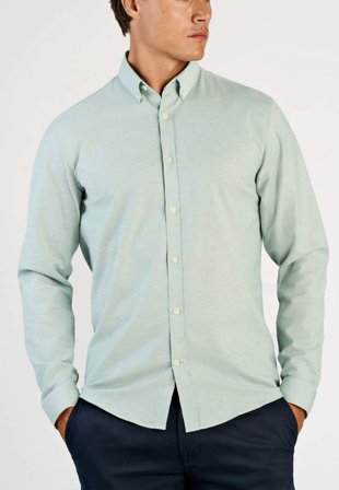 Lindbergh Oxford Superflex Shirt L/S Skjortor Herr Grön L