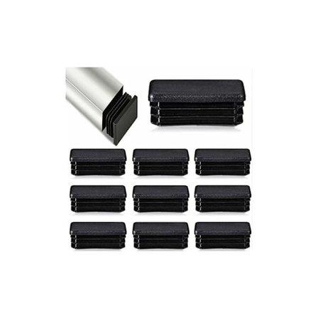16-pack rektangulära rörlamellaproppar 80 x 40 mm metallrörproppar för rörformade stolar och möbler svart