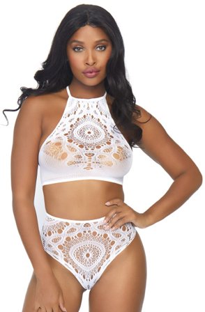 Leg Avenue Crop Top & High Waist Thong S/M seksikkäät alusvaatteet