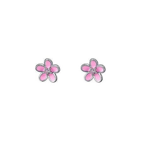 Sakura Øredobber, S925 Sterling Sølv Rosa Mikroinnlagt Blomst Små Friske Dame Øresmykker