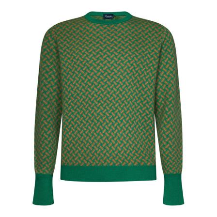 Drumohr Round-neck Strik Grøn, Herre Strik, Størrelse: 3XL