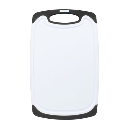 Huokoinen keittiön leikkuulauta, jossa on helposti tartuttava kahva, mehukouru ja konepesun kestävä muotoilu (M)