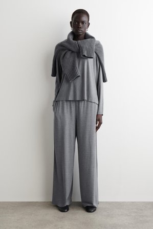 COS Women's Fluid Jersey Long Sleeve Top in Grey