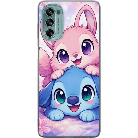 Kompatibel Mobilcover til Motorola Motorola Moto G62 5G Sød kawaii illustration med pink og blå fantasidyr, store øjne og bløde farver perfekt til