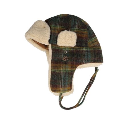 Stetson - Grön trapper Beanie - Bomber Cap Wool Check Green Trapper @ Hatstore