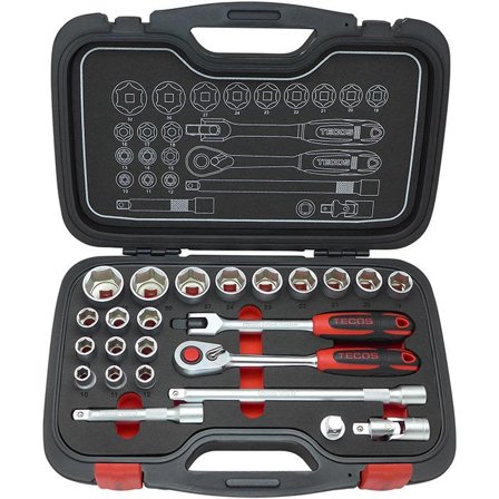 Tecos T-2024 Topnøglesæt 24 stk., 1/2", Håndværktøj