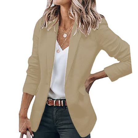 Kvinnor Enkelknäppt Ytterkläder Öppen Front Blazer