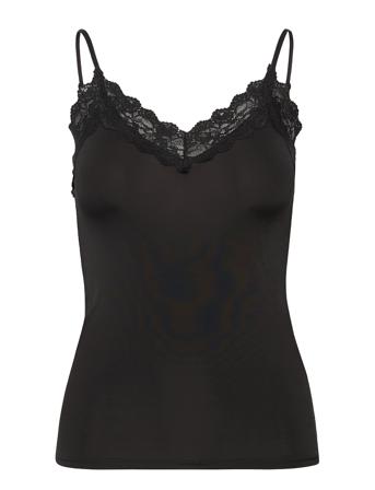 Objleena New Lace Singlet Top Ærmeløs Top Sort Object