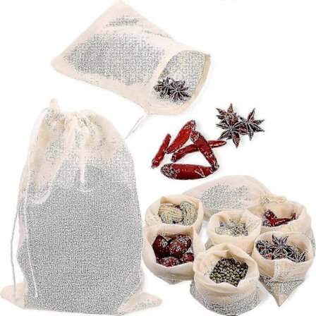 24 Krydderiposer til madlavning, grove bomuldsposer til sier, genanvendelige tomme teposer, snøreposer til suppe, enkle fine stofposer (10 x 15 cm)