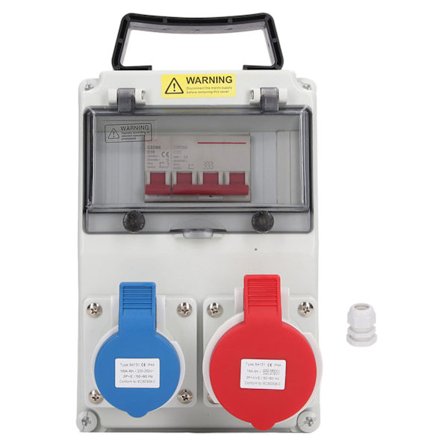 5-nastainen kannettava seinävirtajakaja 1 Schuko-pistorasialla 230 V tai 400 VAC