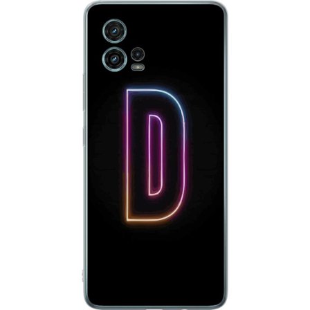 Kompatibel Mobilcover til Motorola Motorola Moto G72 Minimalistisk neonbogstav D i farveskiftende lys mod sort baggrund i moderne digital design