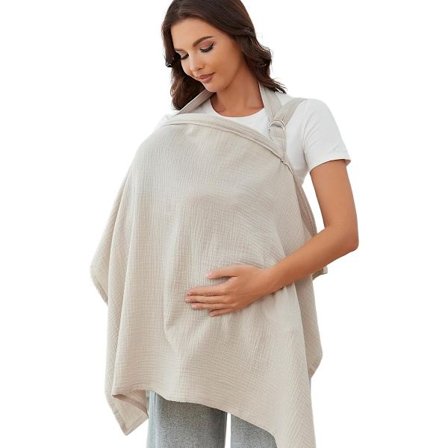 Amme Cover, Ammetørkle, Muslin Cover for Amming, 62*100cm, Anti-eksponerings Cover, Pustende Bomulls Cover, Med Hard Ring, Havregryn