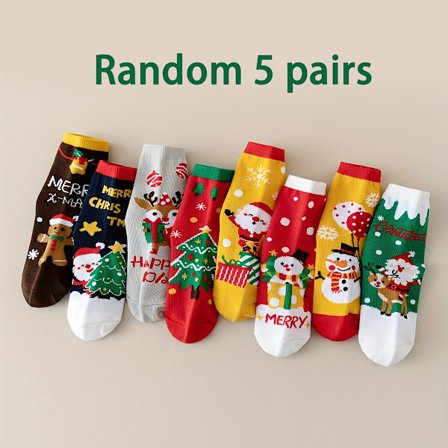 8-pakning julestrømper & - Assorterte høytidsmønstre (Polkagriser, snømenn, reinsdyr) - Myke midt-legg varme vinter & hele året - Rød/Grønn[YJD]