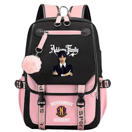 Wednesday Addams Nevermore Academy Ryggsekk Barn Student Gutter Jenter Vanntett Skolesekk Laptop Ryggsekk Notatbok Ryggsekk-WELLNGS Clear