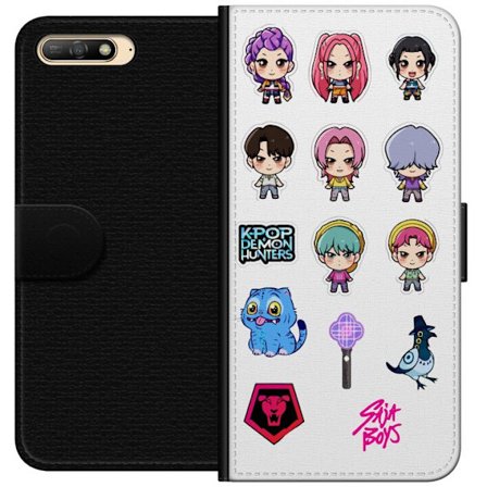 Yhteensopiva Lompakkokotelo Huawei Y6 (2018) Kpop Demon Hunters Chibi Idol Hahmoja Suloinen Anime Piirustus Tyyli