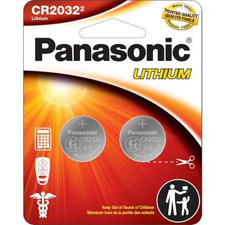 Panasonic CR2032 3.0 Volt Langvarige Litium Knappcellebatterier i Barnesikker, Standardbasert Emballasje, 2-Batteripakke