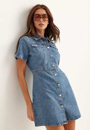 ONLY - Onlmalia S/S DNM DRESS AKM NOOS - Medium Blue Denim