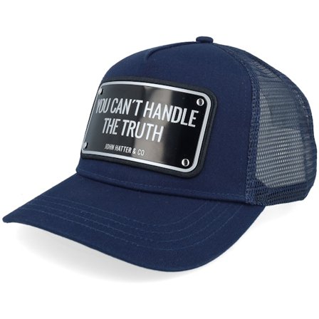 John Hatter & Co - Modrá trucker Kšiltovka - You Cant Handle The Truth Aluminium Plate Navy Blue A-Frame Trucker @ Hatstore