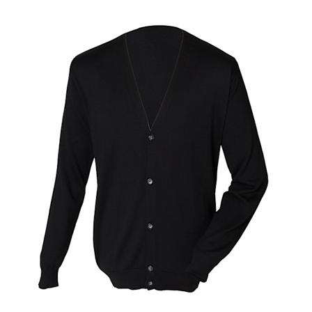 Henbury Herr V-hals Knapp Fin Stickad Cardigan XL Svart Black XL