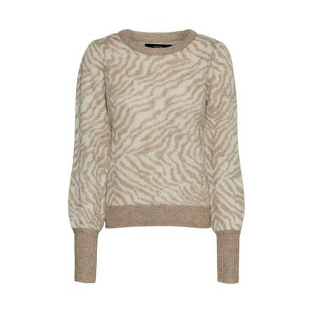 Vero Moda, Round-neck Knitwear Beige, Dames, Maat:L,animal