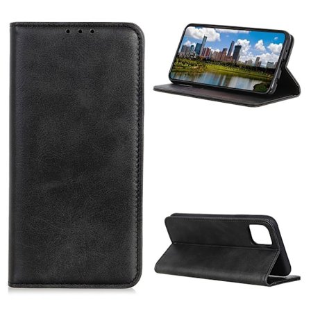 Lompakko-style Aitoa Nahkaa Läppäkotelo For iPhone 12 / 12 Pro - Musta