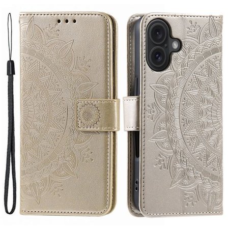 SKALO iPhone 16 Plus Mandala Plånboksfodral - Guld