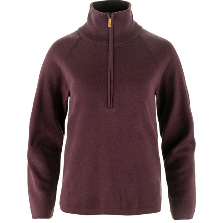 Fjällräven Övik Lite Half Zip in Port, Wolle | Size: 2XS