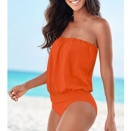 Dame Ensfarget Sexy Bandeau Hel Badedrakt Sommer Strand Stroppeløs Uforet Monokini Badedrakt