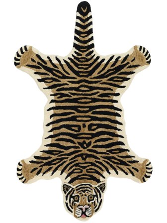 Animale Tappeto Bambini Piccolo Tiger - Beige 100X160 Lana, In Stile Rustico