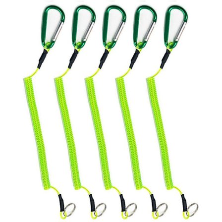 Ståltrådskarbinhake Fjäderrep Bete Klipp Fisk Kontrollrep [Fullständig Specifikation] 1,5 Meter (Grön) - 10 Stycken