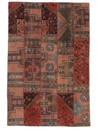 174X261 Tapis Patchwork Moderne Rouge Foncé/Marron (Laine, Perse/Iran) Carpetvista
