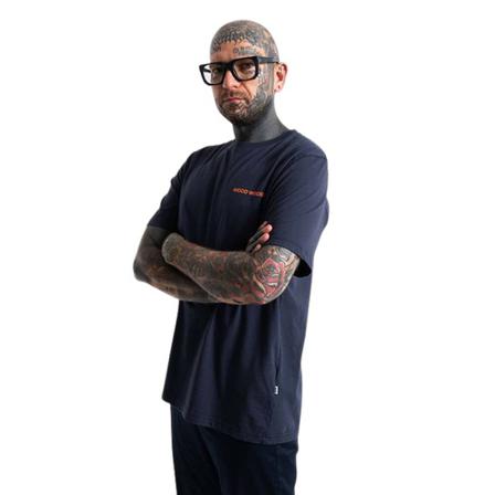 Wood Wood Men's T-shirt alone T-shirt logo 12125712-2491 Blå, Herre T-shirts