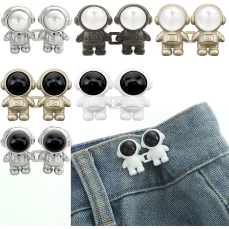 6 sæt øjeblikkelig buksetaille strammer - Seje astronautnåle til jeans, aftagelige jeansknapper til løse jeans, ingen syning og ingen 